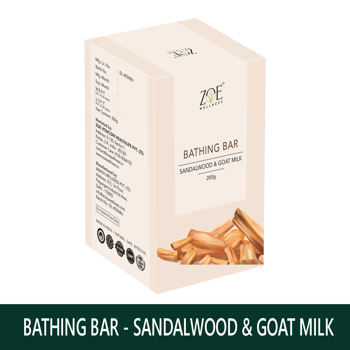 BATHING BAR - SANDALWOOD & GOAT MILK (200GM)